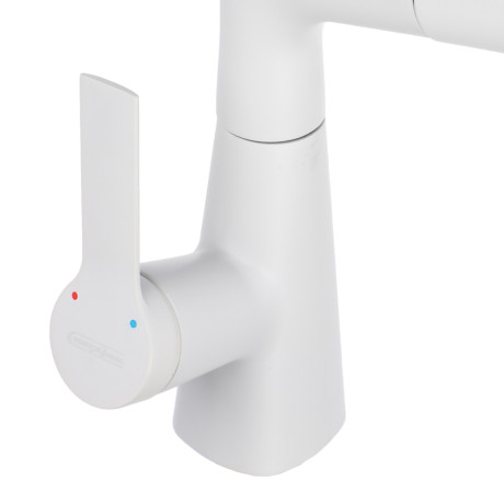 СоюзКран Смеситель для кухни, поворотный излив 360гр., картридж 35мм, цинк, белый SS01-R133