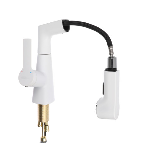 СоюзКран Смеситель для кухни, поворотный излив 360гр., картридж 35мм, цинк, белый SS01-R133