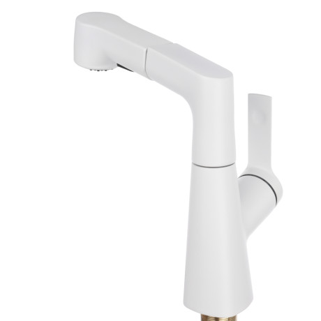 СоюзКран Смеситель для кухни, поворотный излив 360гр., картридж 35мм, цинк, белый SS01-R133