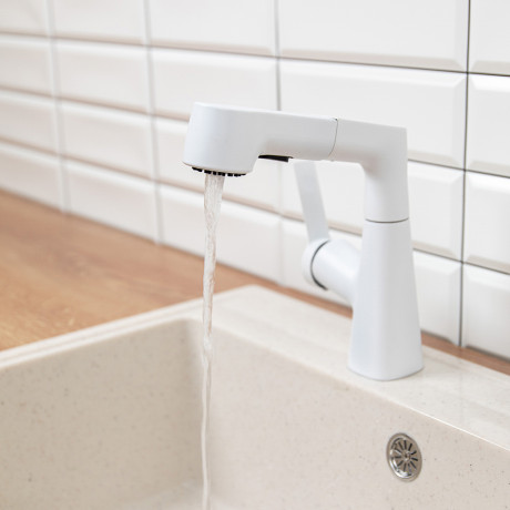 СоюзКран Смеситель для кухни, поворотный излив 360гр., картридж 35мм, цинк, белый SS01-R133