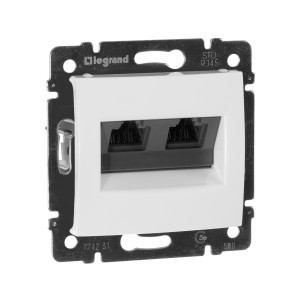 IEK VALENA мех. роз. компьют. СУ 2 мест. бел. (RJ45) + накладка 774231