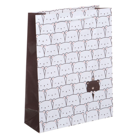 Пакет подарочный бумажный, 18x24x7 см, милота, 128 гр, 4 дизайна