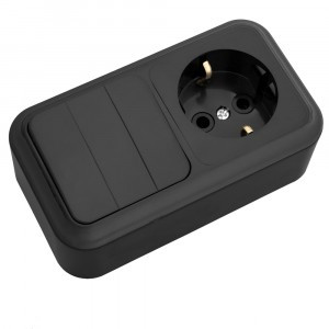 Bylectrica ПРАЛЕСКА Блок (3 выкл. + роз земля) ОУ черный, (3В-РЦ-531 черный)