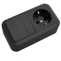 Bylectrica ПРАЛЕСКА Блок (3 выкл. + роз земля) ОУ черный, (3В-РЦ-531 черный)