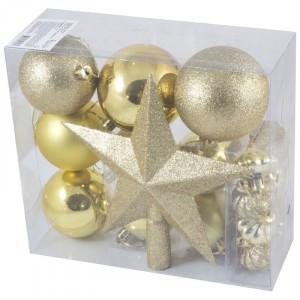 Набор Шары + звезда SYCB17-518, 18 шт/набор  8 см, 7 см, 6 см, 4 см, звезда 21 см Волшебная страна