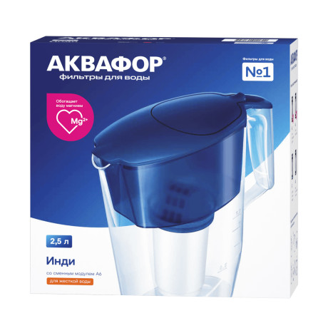 Фильтр-кувшин тм АКВАФОР Инди А6, 2,5 л, пластик, кобальт