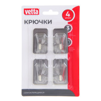 VETTA Крючки самоклеящиеся, 4 шт, нерж. сталь