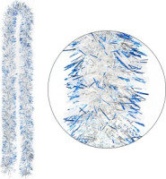 Мишура SYMTA-1623208 ПЭТ, 2м 6 слоев, белый с синей окантовкой Волшебная страна