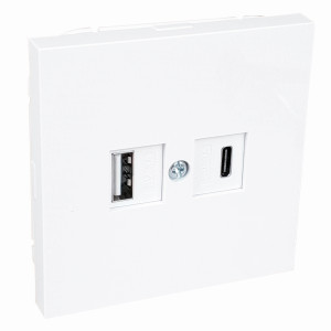 Bylectrica CARRE мех. роз. USB Type-C+USB-A 3А, 5V (корп. ABS) белый (РП5-6662)