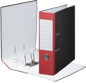 Папка-регистратор Attache Economy 80 мм мрамор с красным кор., мет. Уг 1209127