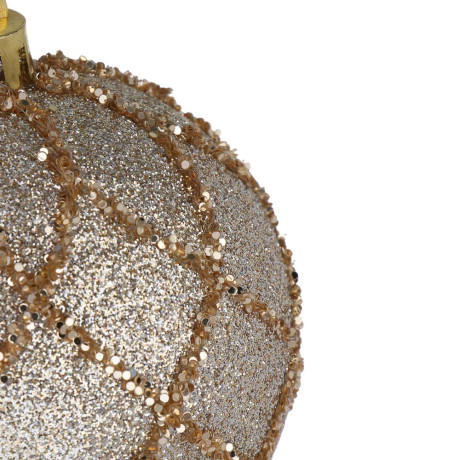 СНОУ БУМ Шар пластик 8 см, шампань, с рисунком