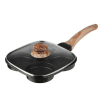 SATOSHI Карнуа Сковорода литая с крышкой, 4 секции, 18см, антипригарное покрытие мрамор, индукция