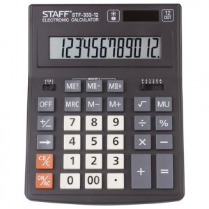 Калькулятор STAFF PLUS настол. STF-333, 12разр., двойное питание, 200x154 мм, 250415