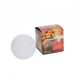 Фигура новогодн. СНЕЖОК B52 "Snowball-8" d=8см, RGB, 3шт*LR44 в компл., переливается