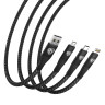 Рыжий Кабель для зарядки 3в1, iP/Micro USB/Type-C, 1.5м, 2.4А, тканевая оплётка, серый
