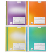 ClipStudio Тетрадь школьная 24л. в линейку, БЕЛЫЕ ЛИСТЫ, обл. пластик, "Однотонная", скрепка