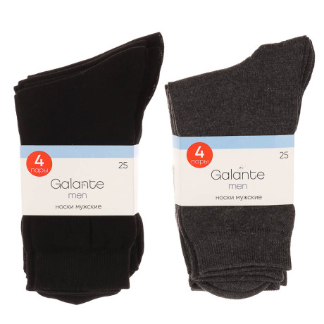 Набор носков 4 пары, GALANTE, р. 25, 70% хлопок, 29% полиамид, 1% эластан, черные