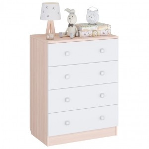 Комод Polini kids Simple c 4 ящиками, дуб пастельный-белый (мест 1)