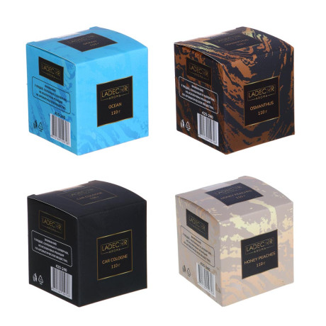 LADECОR Ароматизатор для дома и авто, 110 гр., океан, медовый  персик, османтус, одеколон