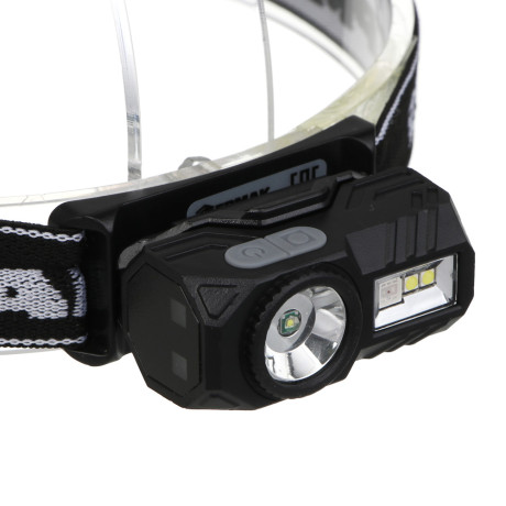 Фонарь налобный тм ЕРМАК,сенсорный,крепление,XPE LED+3LED,9 режимов,500мАч,64х45х34 мм,красный свет