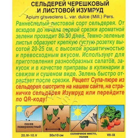 Семена Сельдерей листовой Изумруд Аэлита Ц x10