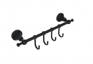 DIADONNA Держатель для полотенец настенный (Zn) 4 крючка, нерж.сталь, черный, D8014-4BL