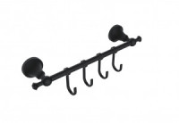 DIADONNA Держатель для полотенец настенный (Zn) 4 крючка, нерж.сталь, черный, D8014-4BL