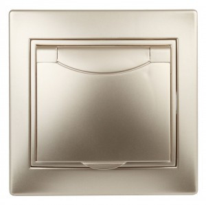 ЭРА Intro Plano роз. СУ 1 мест. 16А, 250В (керамика, земля, крышка) шампань, 1-203-04, Б0030063