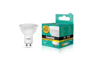 Camelion GU10 220V 10W(790lm 100°) 3000K 2K матовая 55x50 LED10-GU10/830/GU10