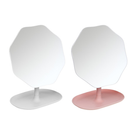 ЮНИLOOK Зеркало настольное с подставкой, пластик, стекло, высота 21 см, диаметр 16 см,  2 цвета