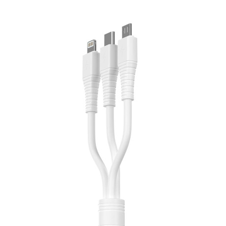 BY Кабель для зарядки 3 в 1 Классика iP/Micro USB/Type-C, 1м, 3A, белый