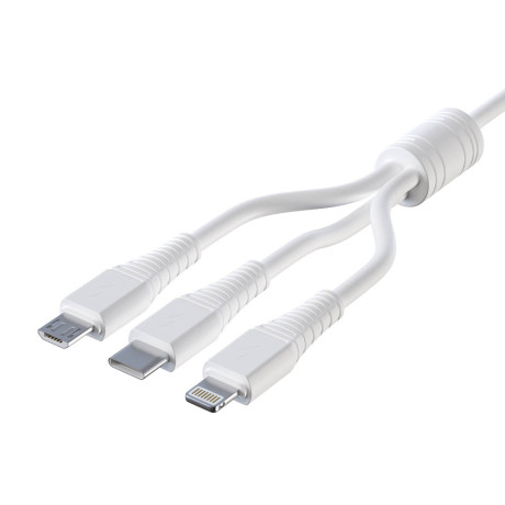 BY Кабель для зарядки 3 в 1 Классика iP/Micro USB/Type-C, 1м, 3A, белый