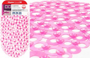 Коврик д/ванной на присосках МАЙАМИ 39*69см, ПВХ, фуксия, овальный, 75005 Master House