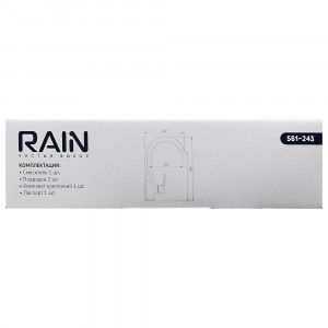 RAIN Смеситель для кухни Лазурит, высокий излив, картридж 35мм, гайка, латунь, хром