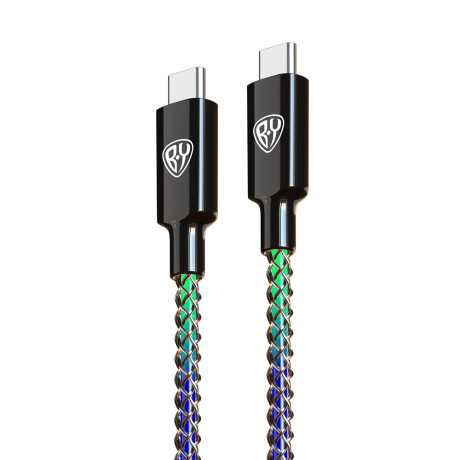 BY Кабель для зарядки MAGIC LIGHT Type-C-Type-C, 1,5м, Быстрая зарядка 3А, PD 65W, подсветка