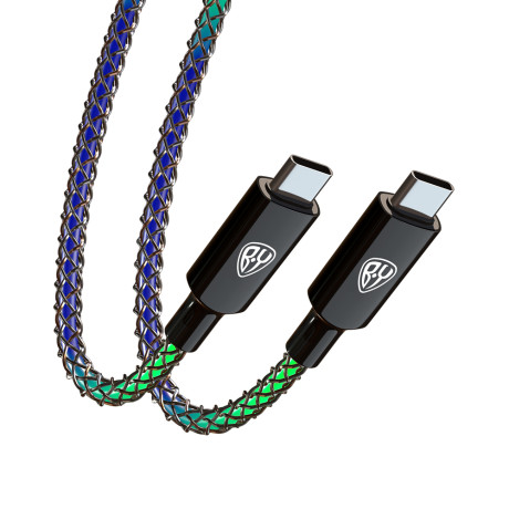 BY Кабель для зарядки MAGIC LIGHT Type-C-Type-C, 1,5м, Быстрая зарядка 3А, PD 65W, подсветка