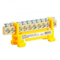 STEKKER шина нулевая "ноль" на DIN-изоляторе "стойка" 6x9, 10 отв. 76А, желтый LD556-69-10 49563 96