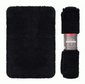 Коврик д/ванной 60*90см, микрофибра h ворса=3см, черный, ЛЕННЕ, 75485 Master House