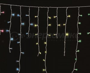 Гирлянда-бахрома Айсикл 48LED разноцв. 1.8м*0,5м/18нит., 8реж. прозр.пвх IP20 255-019 Neon-Night