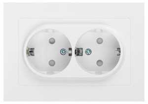 ЭРА Intro Accent мех. роз. СУ 2 мест. (земля, шторки), 16А-250В, белый Б0063528