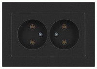 ЭРА Intro Accent мех. роз. СУ 2 мест. 16А 250В, графит 6-204-07