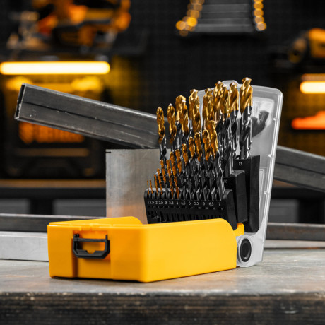 Набор сверл по металлу, 1-13 мм, Р6М5К8-TiN, Golden Tip, 25 шт Denzel