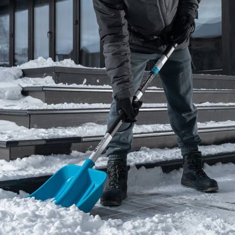 Лопата для уборки снега, полипропилен, 350х405х1300мм, алюминиевый черенок, ПВХ накладка, LUXE Palisad