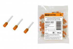 TDM наконечник-гильза штыревой втулочный изол. НШВИ(2) F-8 0,5х8 мм (уп. 100 шт., цена за ГУ) (40!)