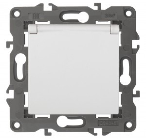 ЭРА 14 Elegance мех. роз. СУ (земля) шторки с крышкой, 16A,250В, белый 14-2103-01 автоклеммы 3837