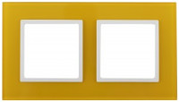 ЭРА 14 Elegance рамка СУ 2 мест.стекло, желтый+бел 14-5102-21 5282
