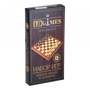 LDGames Набор игр 3 в 1 (шашки, шахматы, нарды) дерево, 29x29см, арт.2115