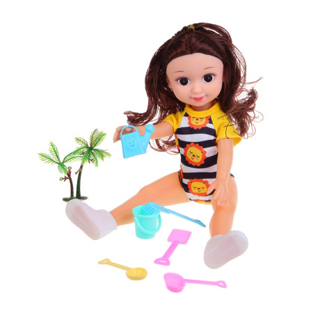 ИГРОЛЕНД Кукла 35 см с акс. "На пляж", PVC, PP, 20х6,2х34 см, 3 дизайна