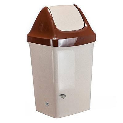 Контейнер для мусора 9 л Свинг бежевый мраморный М2461