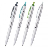 Ручка шариковая масляная автоматическая BRAUBERG &quot;Sky White&quot;, СИНЯЯ, клип ассорти, узел 0,7 мм, лини